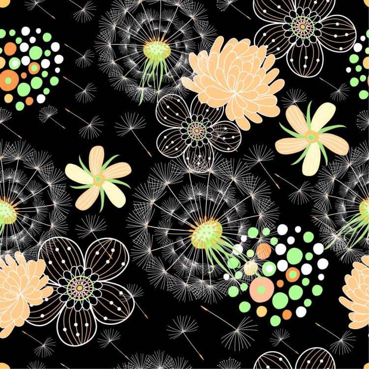 free vector Black background floral 04 vector